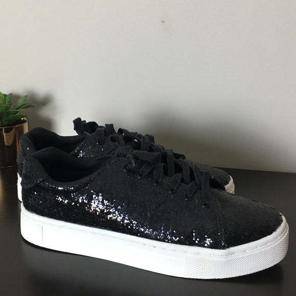 black glitter sneakers